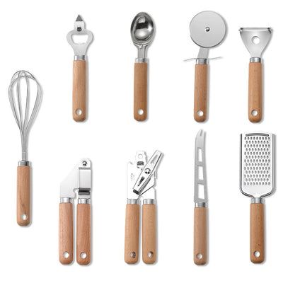 Kitchen Tool Wooden Handle Stainless Steel Multifunctional Kitchen Accessories Set