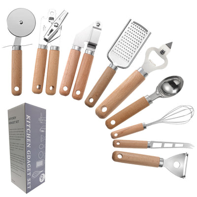 Kitchen Tool Wooden Handle Stainless Steel Multifunctional Kitchen Accessories Set