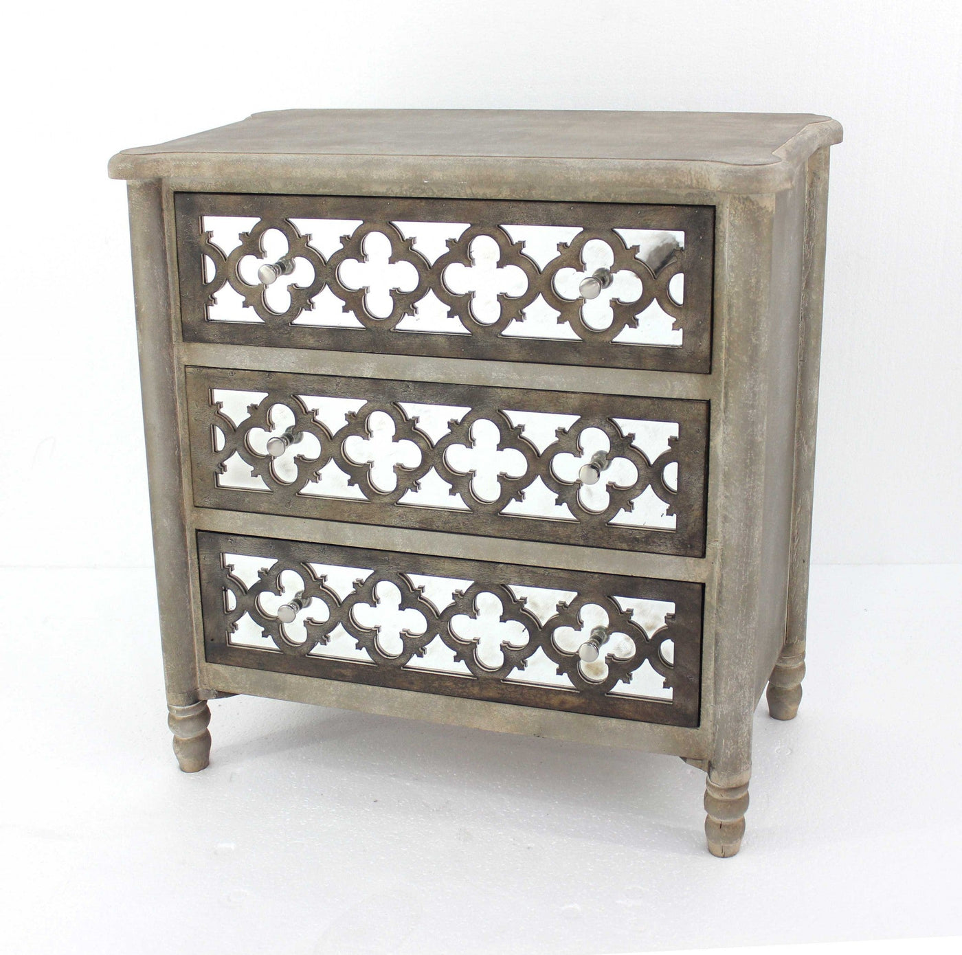 Gold 3 Drawer Vintage Wooden - Cabinet