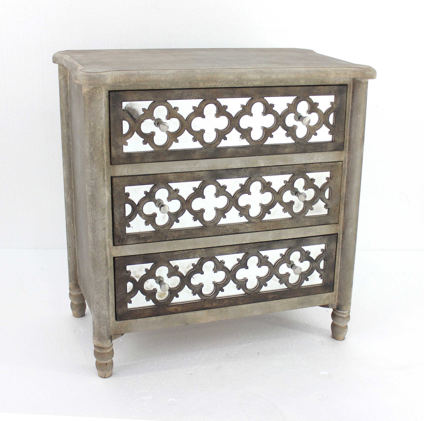 Gold 3 Drawer Vintage Wooden - Cabinet