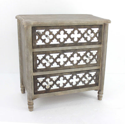 Gold 3 Drawer Vintage Wooden - Cabinet