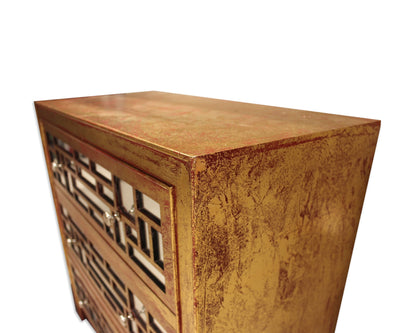 Gold 3 Drawer Vintage Wooden - Cabinet