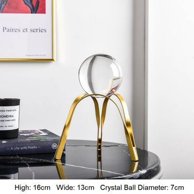 Golden Luxury Modern Metal Crystal Ball Home Decoration