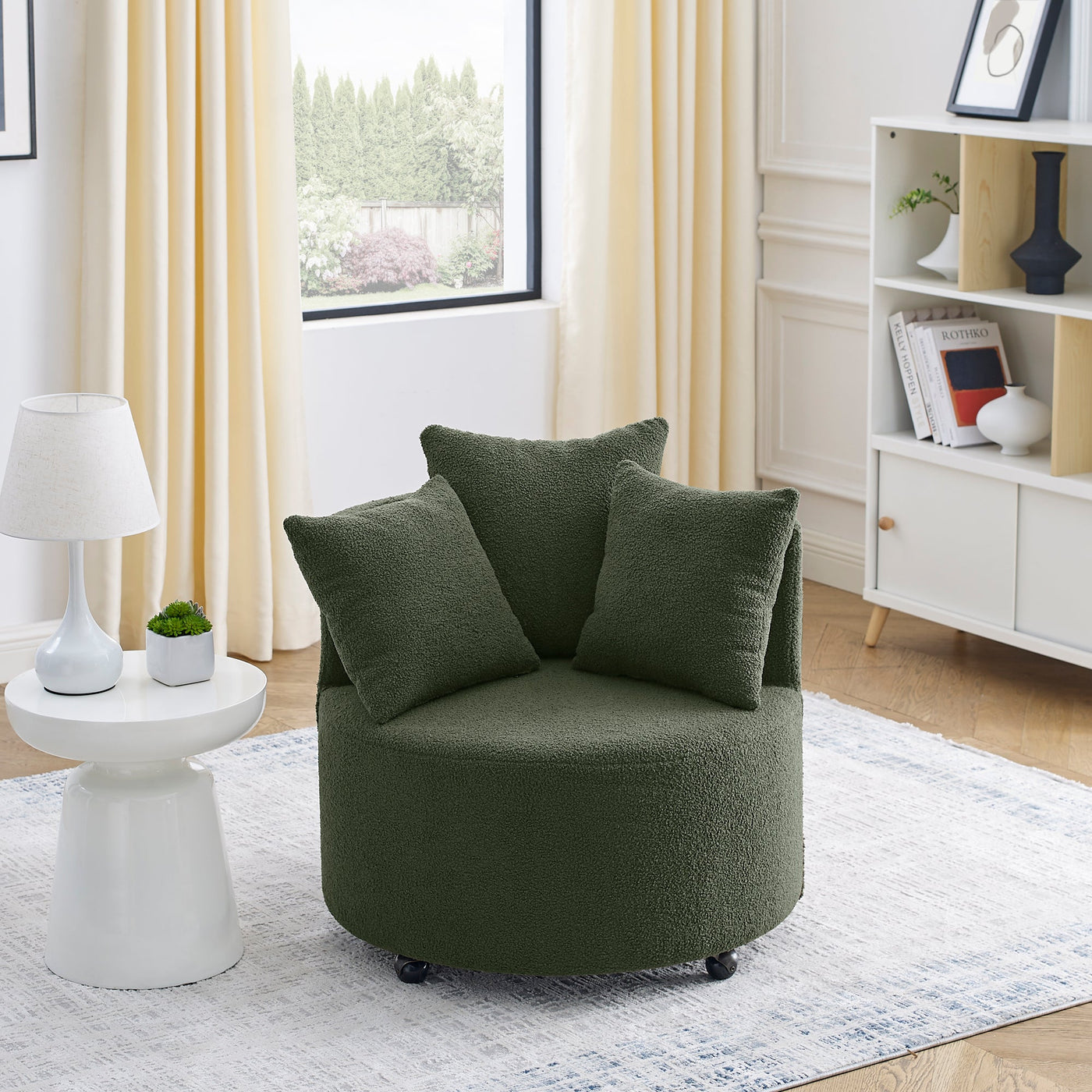 Teddy Fabric Swivel Accent Backchair Upholstered Luxury Lounge Chair