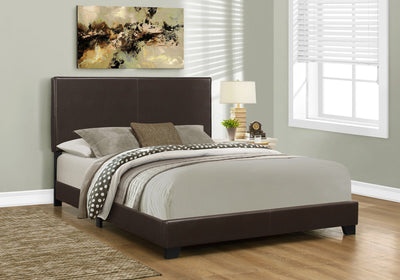 Solid Wood Queen Size Bed with Leather Look