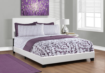 White Solid Wood Queen Size Bed with Leather