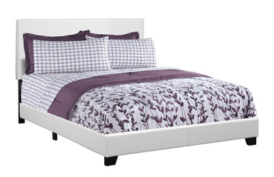 White Solid Wood Queen Size Bed with Leather