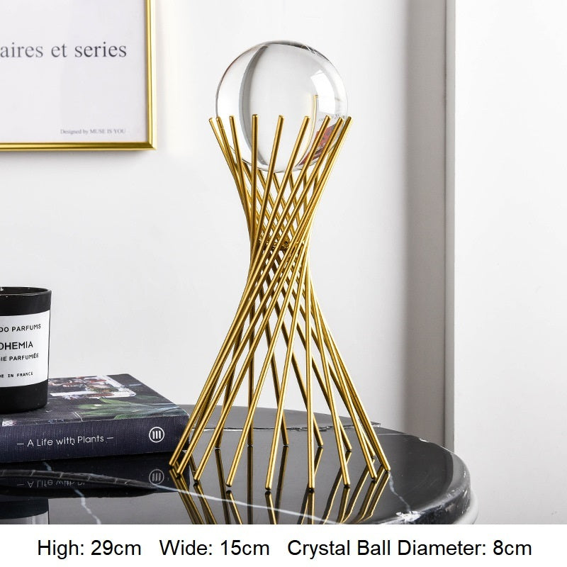 Golden Luxury Modern Metal Crystal Ball Home Decoration