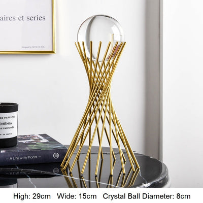 Golden Luxury Modern Metal Crystal Ball Home Decoration