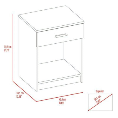 Nightstand Coco, Single Drawer, Lower Shelf, Light Gray Finish