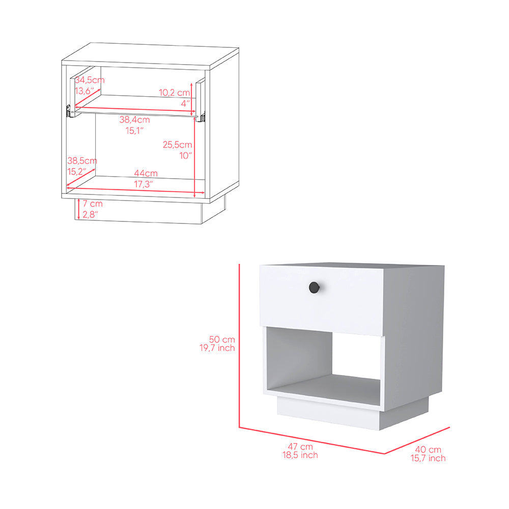 Nightstand Viliigili, One Drawer, White Finish