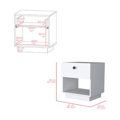 Nightstand Viliigili, One Drawer, White Finish