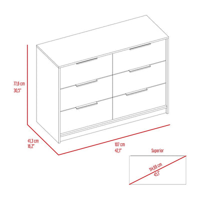 4 Drawer Double Dresser Maryland, Metal Handle, Black Wengue / Pine
