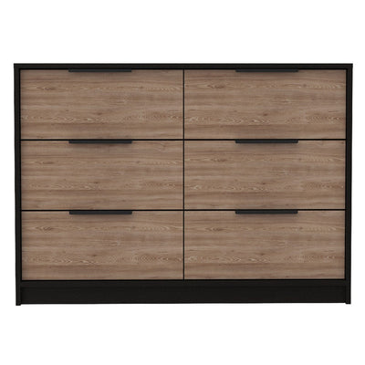 4 Drawer Double Dresser Maryland, Metal Handle, Black Wengue / Pine