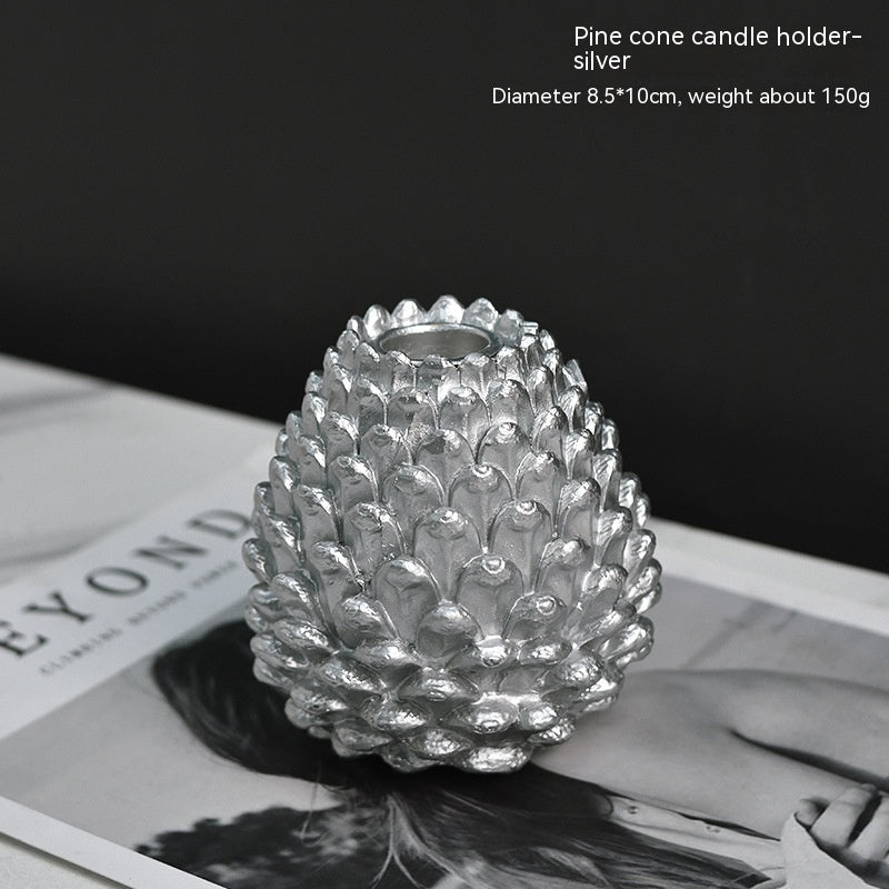 Christmas Pine Cone Candelabrum Resin Decorations