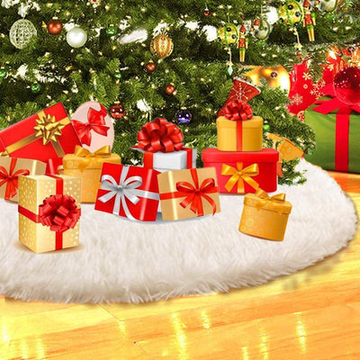 White Christmas Tree Skirt Plush Faux Fur