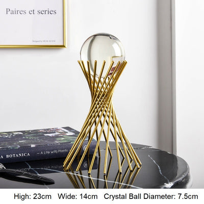 Golden Luxury Modern Metal Crystal Ball Home Decoration