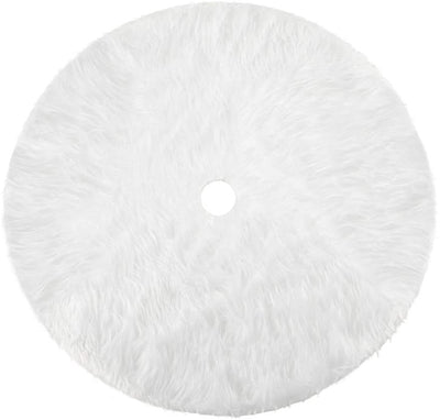 White Christmas Tree Skirt Plush Faux Fur